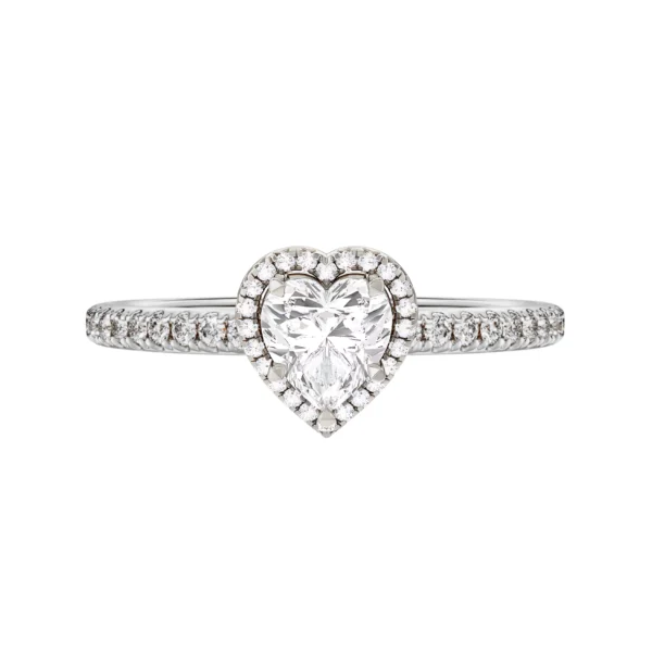 Diamond Classic collection center stone surronded by diamonds and side band Seamless Heart