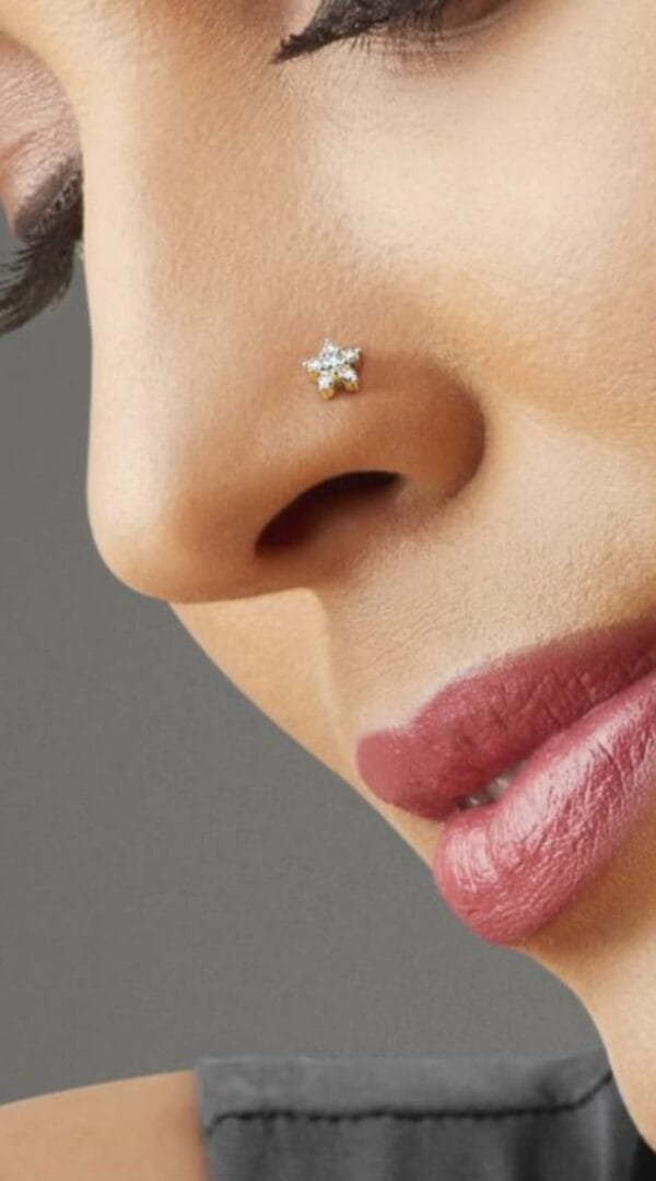 Diamond Flower Shaped Nose pin 06